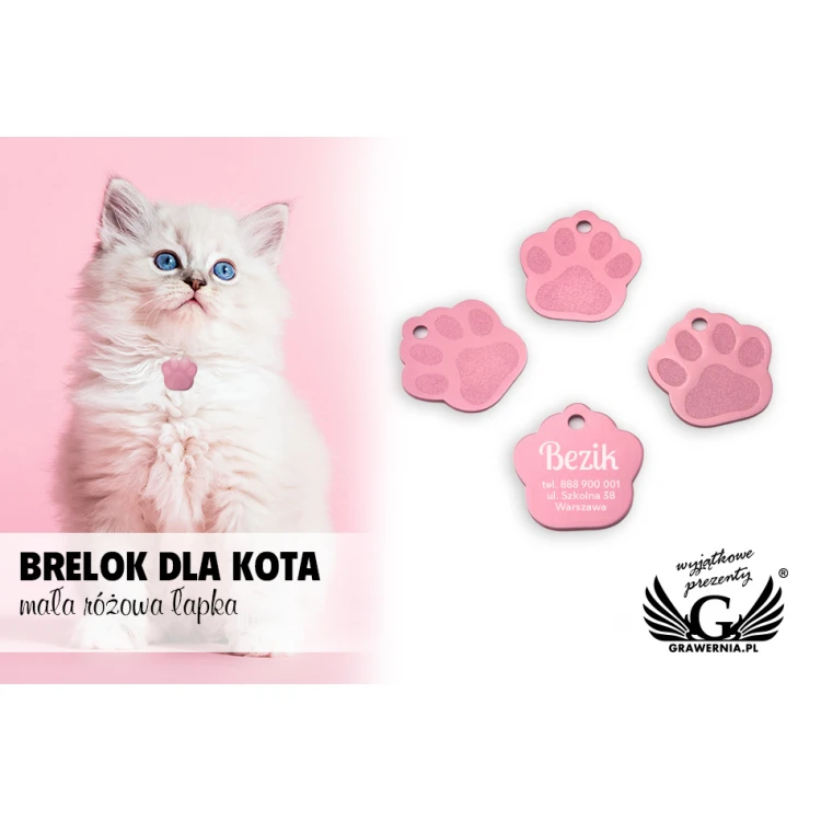 Brelok dla psa i kota - RÓŻOWA MAŁA ŁAPKA - BDZ006