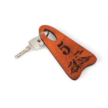 Brelok drewniany Bigbrel 1 - kolor oranż wym. 60x120mm - BD044