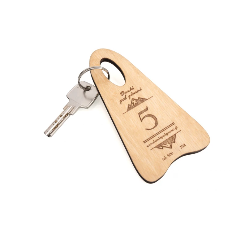 Brelok drewniany Bigbrel 2 - kolor naturalny - wym. 60x120mm - BD077