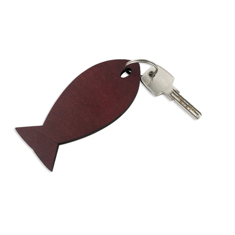 Brelok drewniany  Fish 3 - ciemna wiśnia wym. 110x48mm 