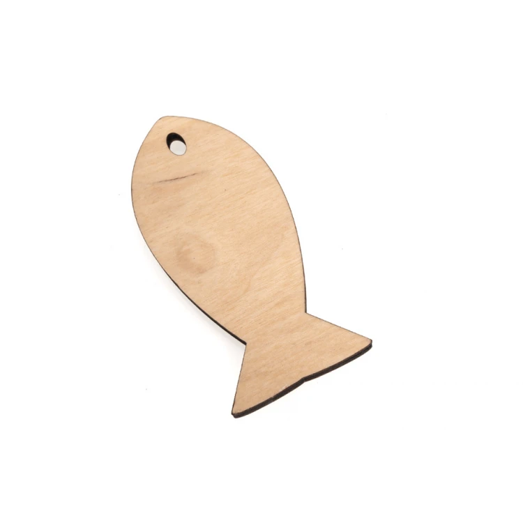 Brelok drewniany Fish 2 - kolor naturalny - wym. 110x48mm - BD078