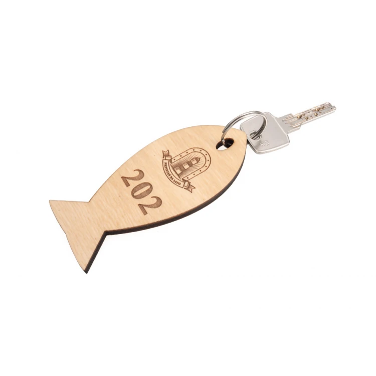Brelok drewniany Fish 2 - kolor naturalny - wym. 110x48mm - BD078