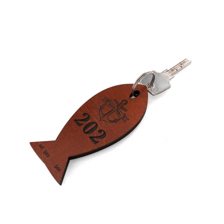 Brelok drewniany Fish 4 - kolor jasny orzech - wym. 110x48mm - BD067