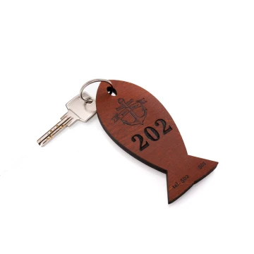 Brelok drewniany Fish 4 - kolor jasny orzech - wym. 110x48mm - BD067