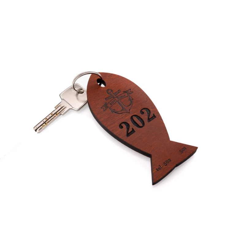 Brelok drewniany Fish 4 - kolor jasny orzech - wym. 110x48mm - BD067