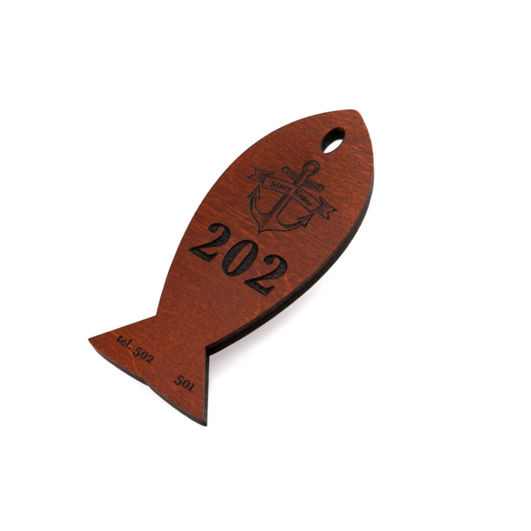 Brelok drewniany Fish 4 - kolor jasny orzech - wym. 110x48mm - BD067