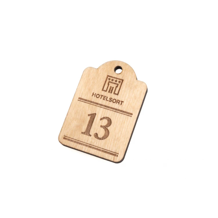 Brelok drewniany  Mini retro 2 - kolor naturalny - wym. 65x45mm - BD082