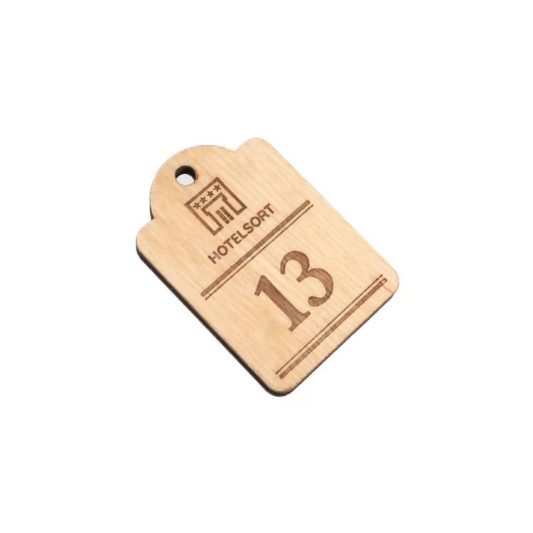 Brelok drewniany  Mini retro 2 - kolor naturalny - wym. 65x45mm - BD082