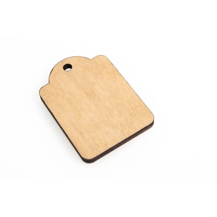 Brelok drewniany  Mini retro 2 - kolor naturalny - wym. 65x45mm - BD082