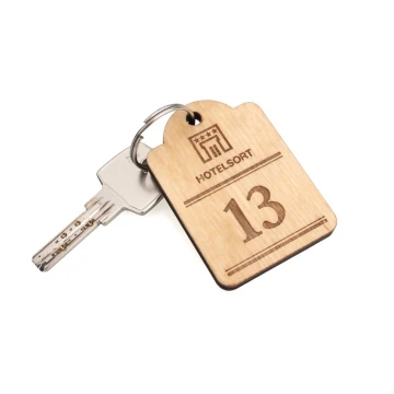 Brelok drewniany  Mini retro 2 - kolor naturalny - wym. 65x45mm - BD082