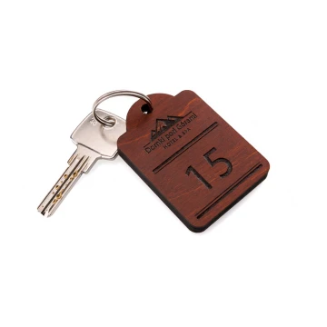 Brelok drewniany Mini retro 4 - kolor jasny orzech - wym. 65x45mm - BD076