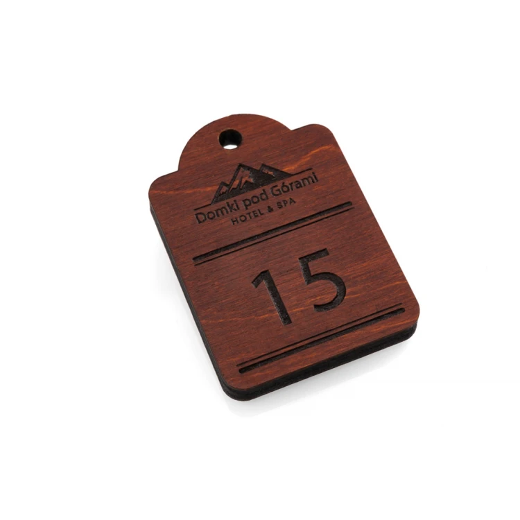 Brelok drewniany Mini retro 4 - kolor jasny orzech - wym. 65x45mm - BD076