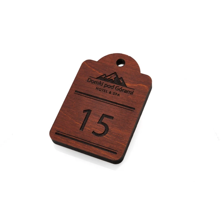 Brelok drewniany Mini retro 4 - kolor jasny orzech - wym. 65x45mm - BD076