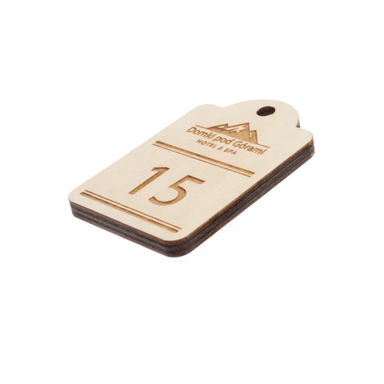 Brelok drewniany  Mini retro 6 - kolor biały - wym. 65x45mm - BD064