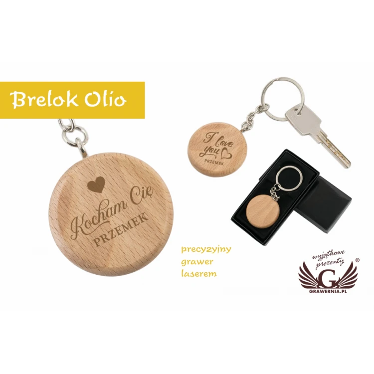 Brelok drewniany z grawerem - Olio - BP73