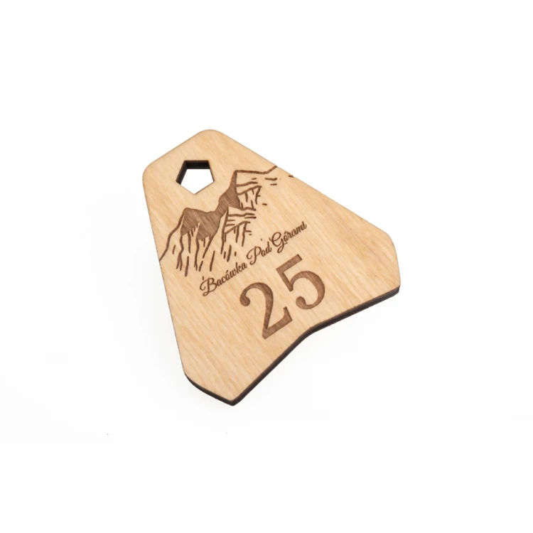 Brelok drewniany Ollobrel 2 - kolor naturalny - wym. 69x65mm - BD083