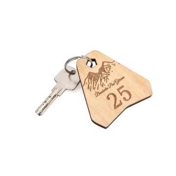 Brelok drewniany Ollobrel 2 - kolor naturalny - wym. 69x65mm - BD083