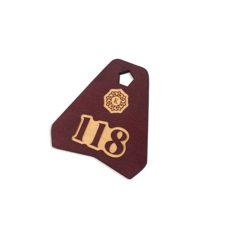 Brelok drewniany - Ollobrel 3 kolor ciemna wiśnia wym. 69x65mm - BD050