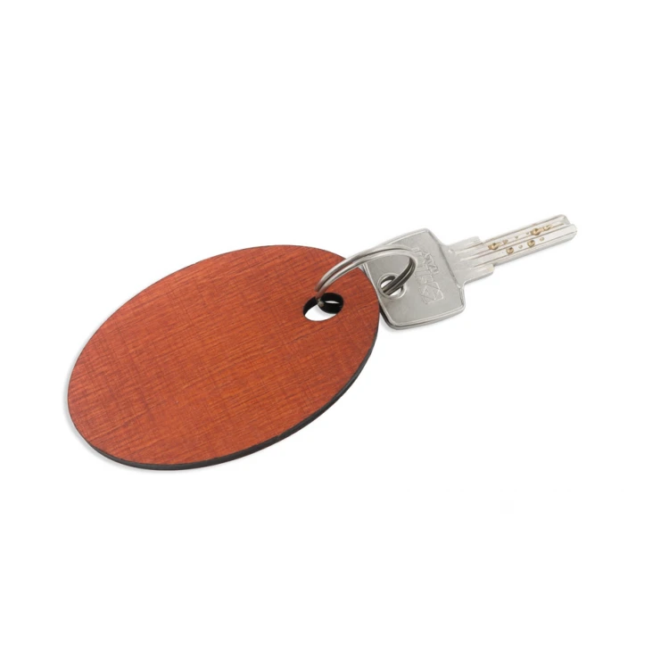 Brelok drewniany Owal 1 - kolor oranż wym. 80x50mm - BD038