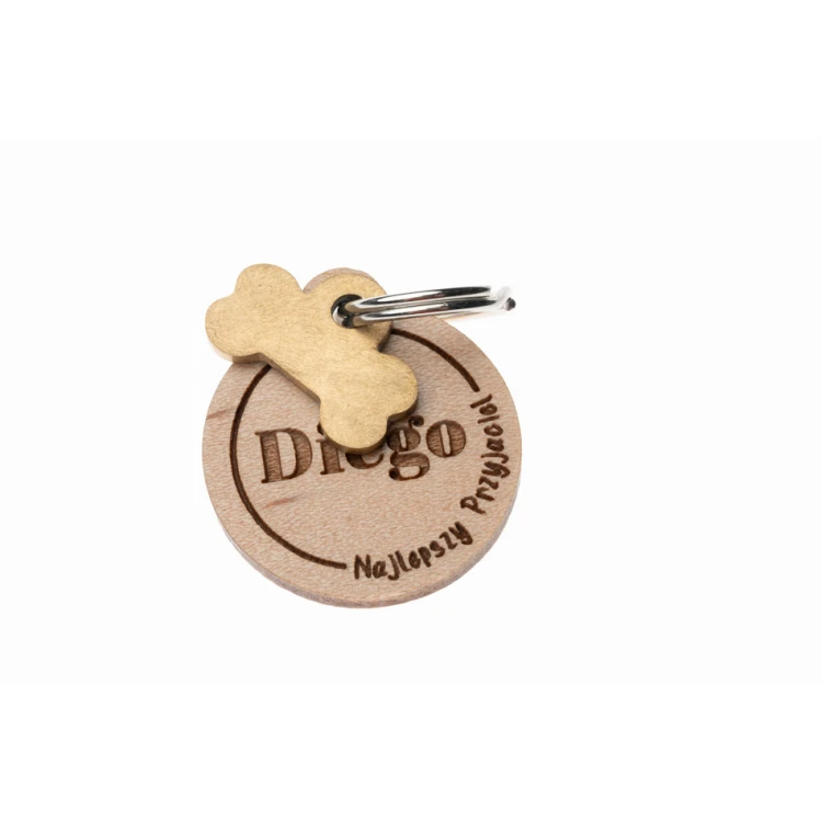 Adresówka - brelok premium dla psa i kota z grawerem - drewno lite klon - BDZ051