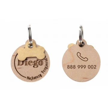 Adresówka - brelok premium dla psa i kota z grawerem - drewno lite klon - BDZ051