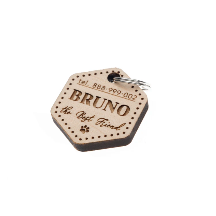 Adresówka - brelok premium dla psa i kota z grawerem - drewno lite klon - BDZ052
