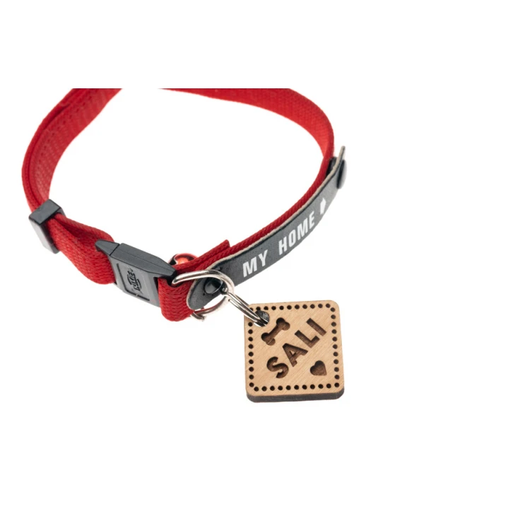Adresówka - brelok premium dla psa i kota z grawerem - drewno lite olcha - BDZ058