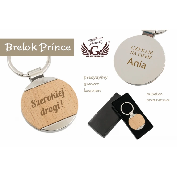 Brelok drewniany z grawerem - Prince - BP75