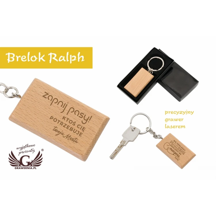 Brelok drewniany z grawerem - Ralph - BP74