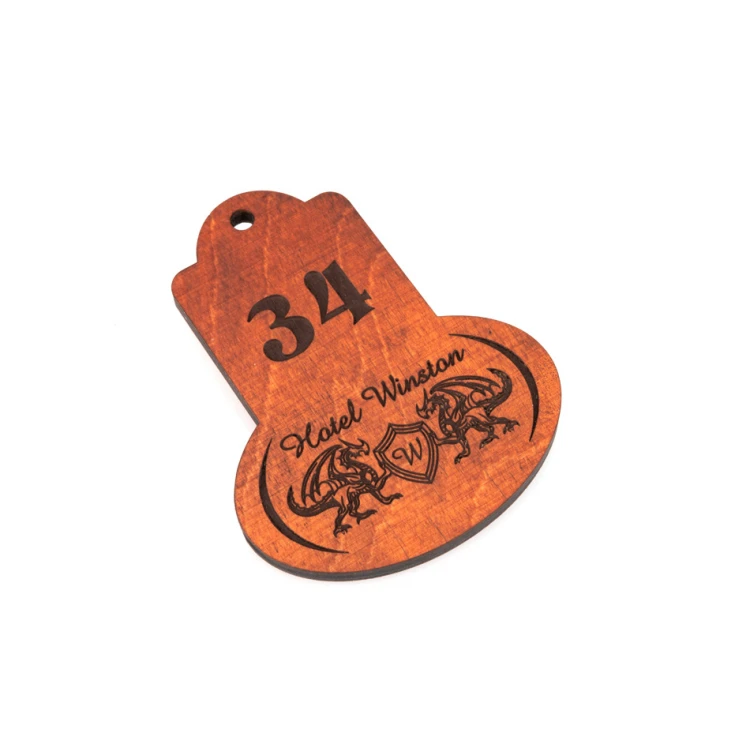 Brelok drewniany - Retro 1 kolor oranż wym. 95x75mm - BD045