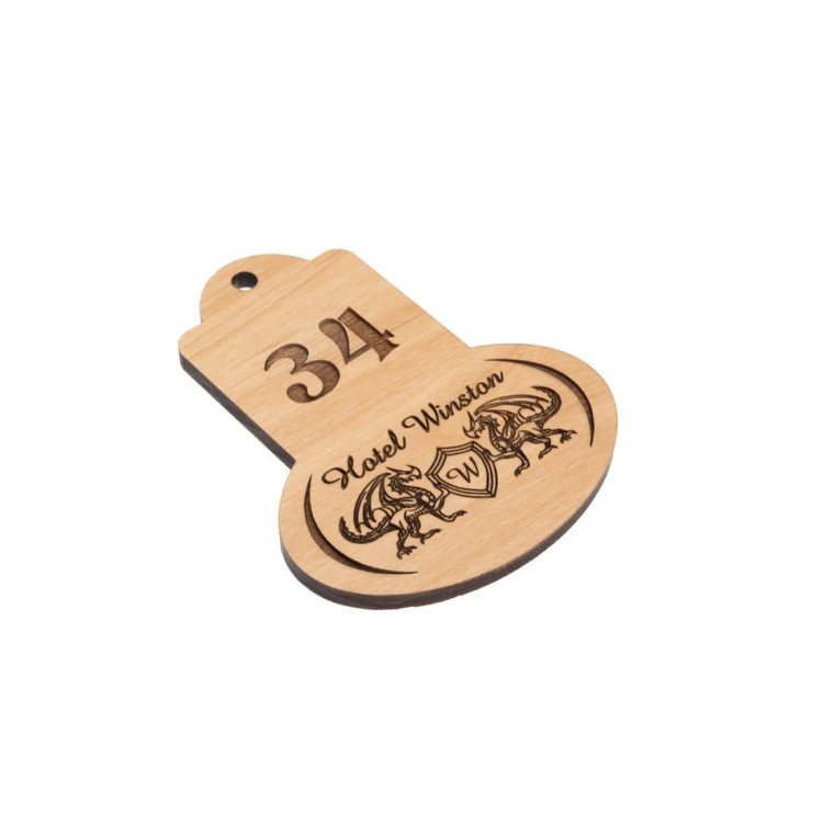 Brelok drewniany Retro 7 - lite drewno olcha - wym. 95x75mm - BD090