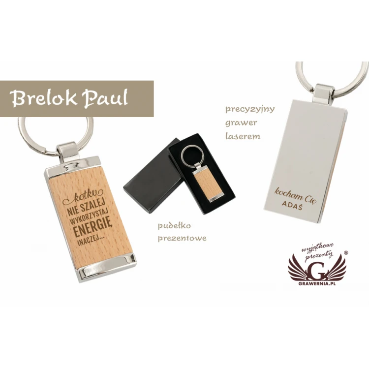 Brelok drewniany z grawerem - Paul - BP76