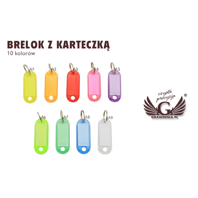 BRELOK DWUSTRONNY Z KARTECZKĄ - 58x20mm