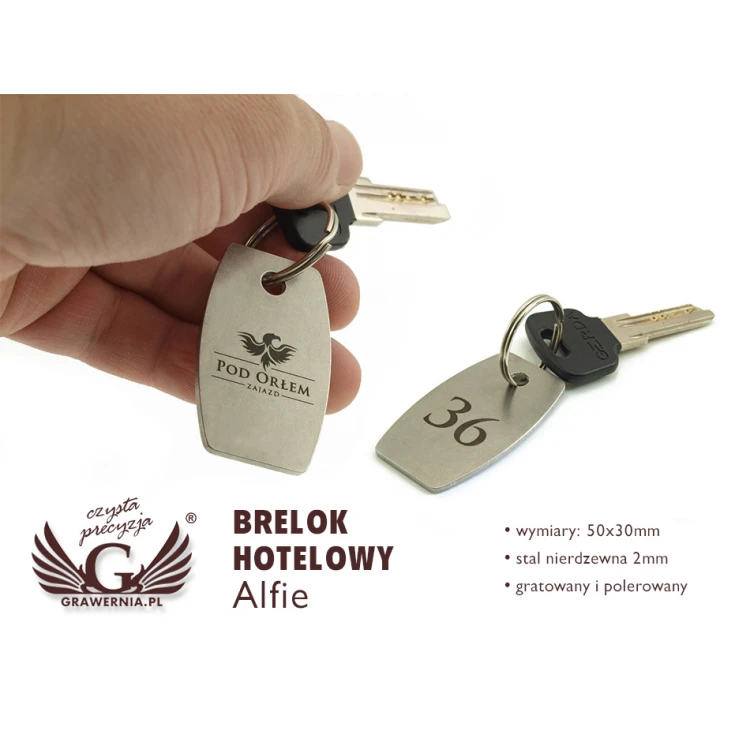 Brelok hotelowy - ALFIE Stal gr. 2mm - wym: 50x30mm - BM018