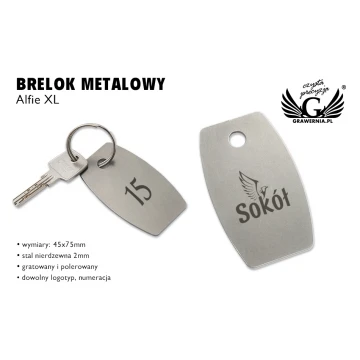 Brelok hotelowy - ALFIE Stal XL gr. 2mm - wym: 75x45mm - BM030