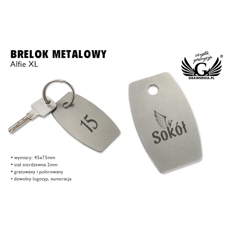 Brelok hotelowy - ALFIE Stal XL gr. 2mm - wym: 75x45mm - BM030
