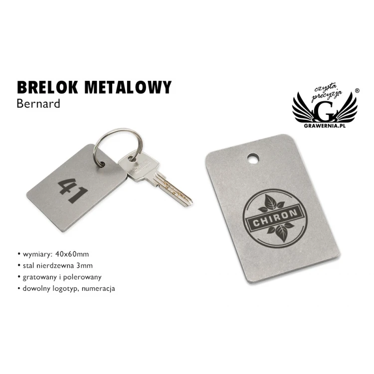 Brelok hotelowy - BERNARD - wym: 40x60mm gr. 3mm - BM029