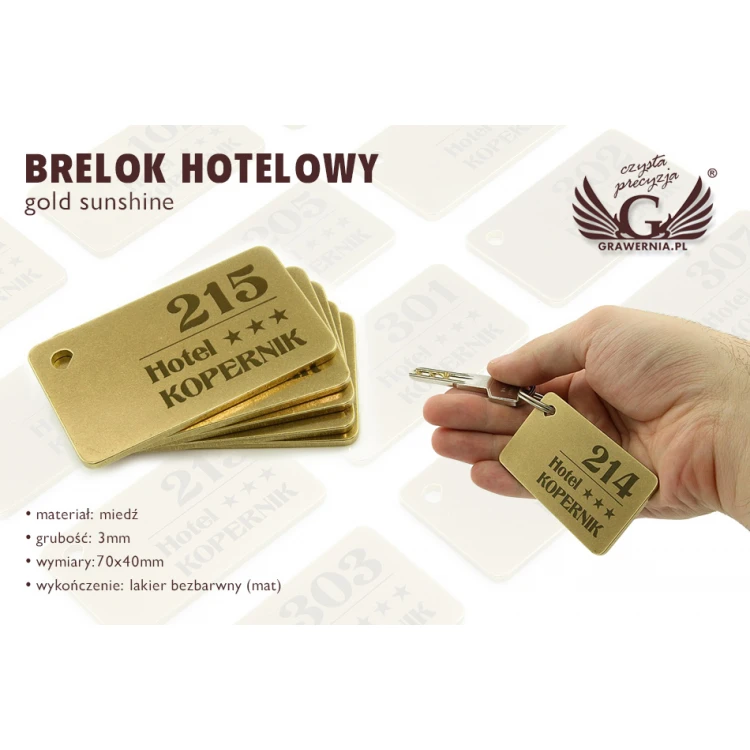 Brelok hotelowy -  Gold Sunshine 70x40mm - BMZ006