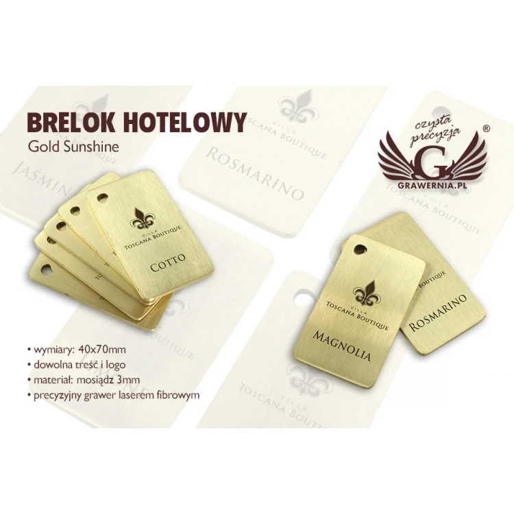 Brelok hotelowy -  Gold Sunshine Brush 70x40mm - BMZ004