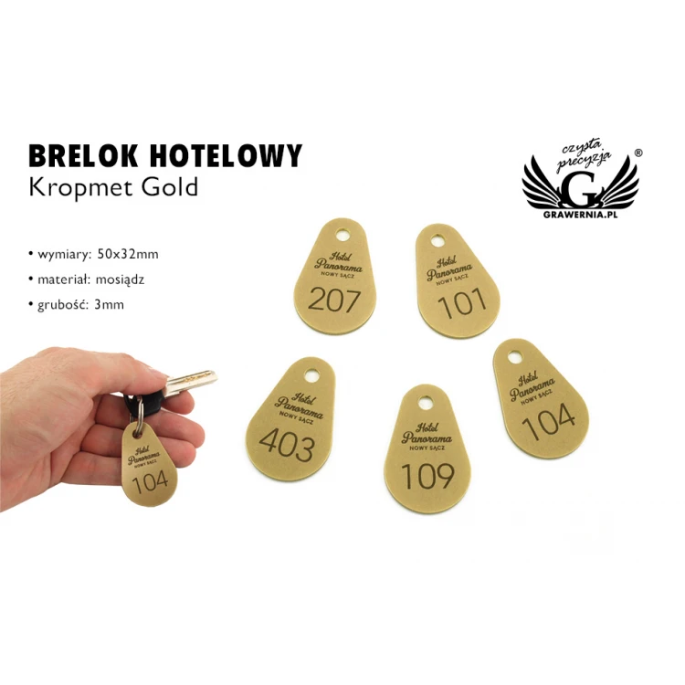 Brelok hotelowy - KROPMET Gold gr. 3mm - BMZ003