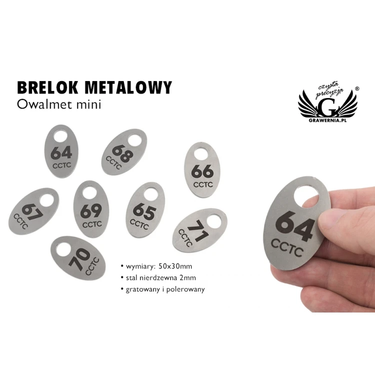 Brelok hotelowy lub do szatni - OWALMET MINI Stal gr. 2mm - BM013