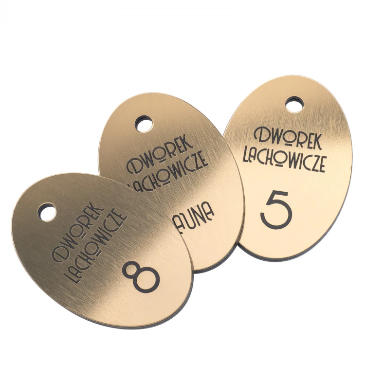 Brelok hotelowy - Oval Metalic Gold - wym. 60x40mm - BRL028 