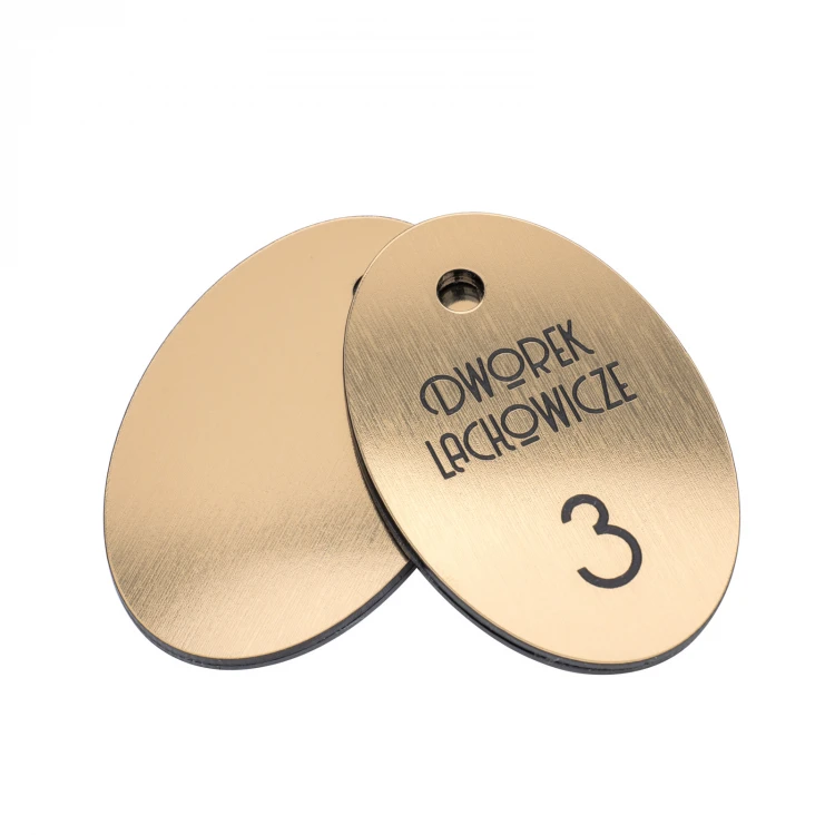 Brelok hotelowy - Oval Metalic Gold - wym. 60x40mm - BRL028 