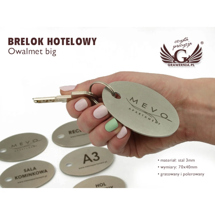Brelok hotelowy - OWALMET BIG Stal gr. 3mm - BM012