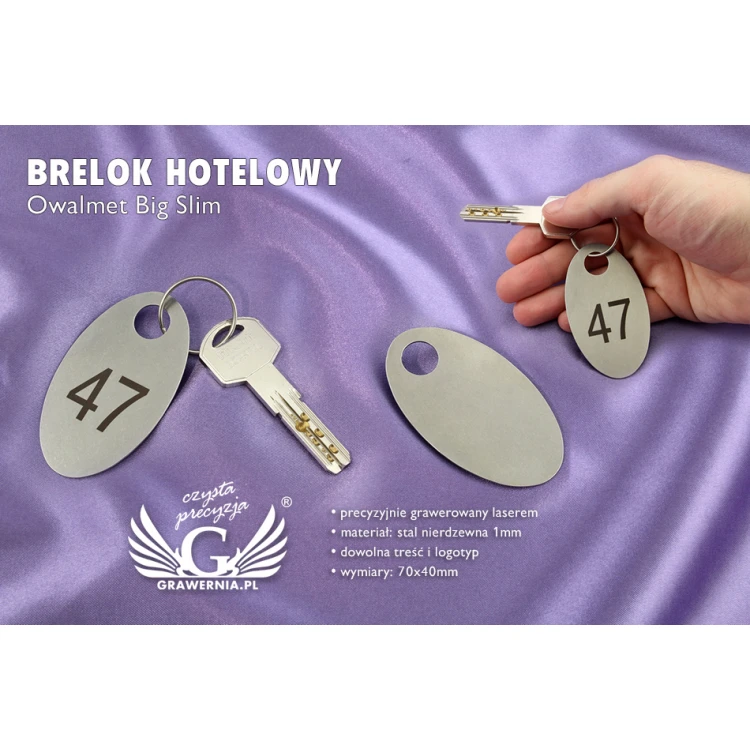 Brelok hotelowy - OWALMET BIG SLIM Stal gr. 1mm - BM021
