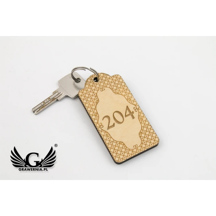 Brelok hotelowy z drewna - kolor naturalny - VINTAGE