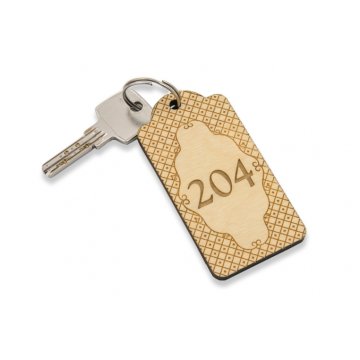 Brelok hotelowy z drewna - kolor naturalny - VINTAGE