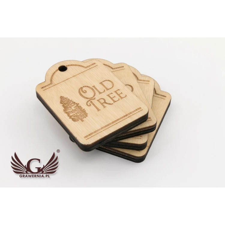 Brelok drewniany  Mini retro 2 - kolor naturalny - wym. 65x45mm - BD082