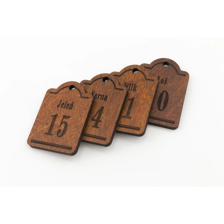 Brelok drewniany Mini retro 4 - kolor jasny orzech - wym. 65x45mm - BD076