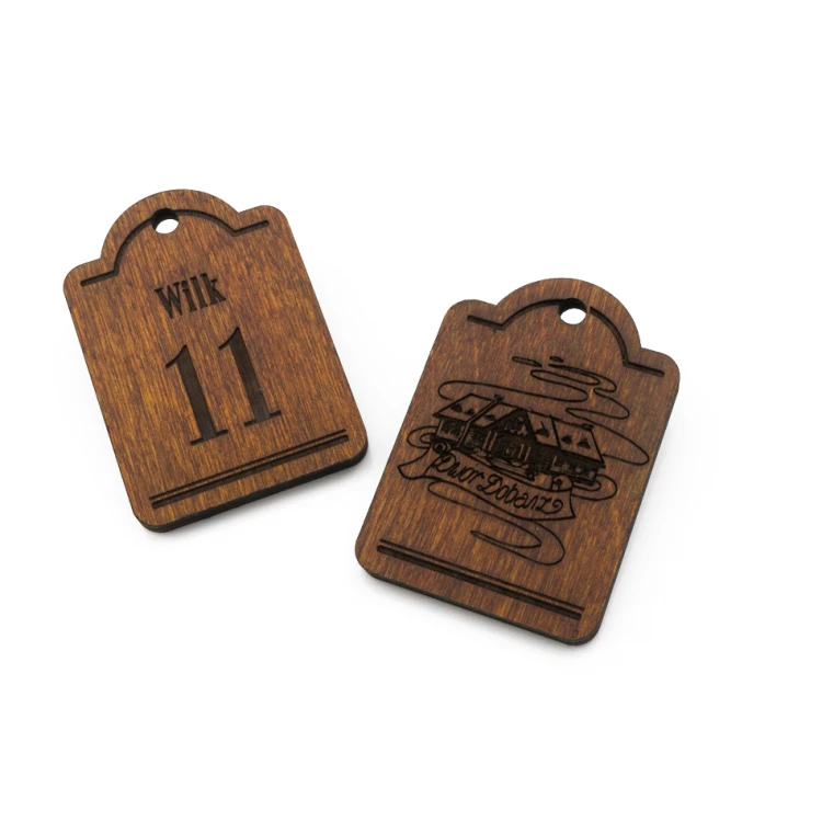 Brelok drewniany Mini retro 4 - kolor jasny orzech - wym. 65x45mm - BD076